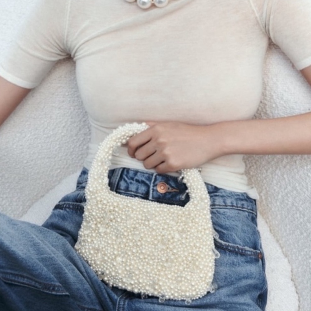 NWT Zara Pearl Beaded Bag